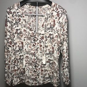 Lucky Brand Floral Print Boho Peasant Top Sz M
